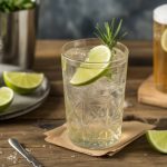 Alcoholic drink with soda water and ginger beer as a sparkling alternative