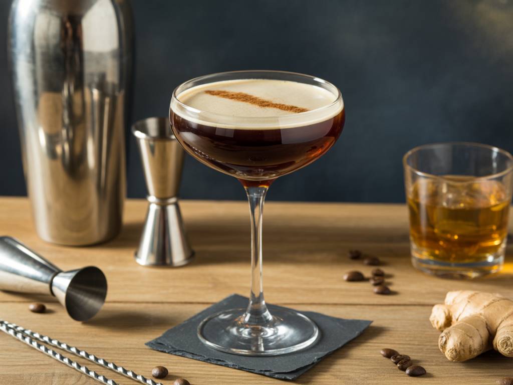 Espresso martini cocktail recipe with a ginger twist for a bold flavor experience
